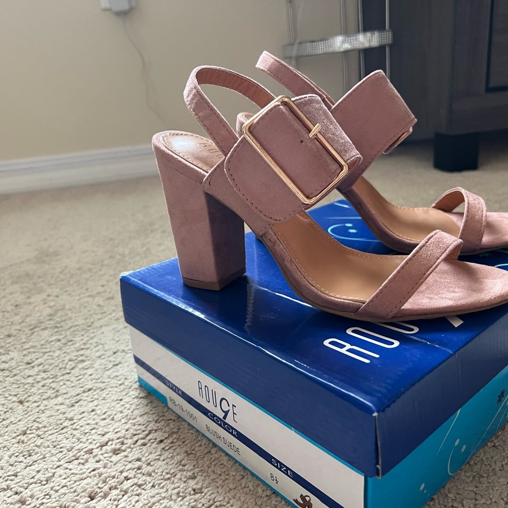 Rouge Helium Pink Heeled Sandals with Block Heel